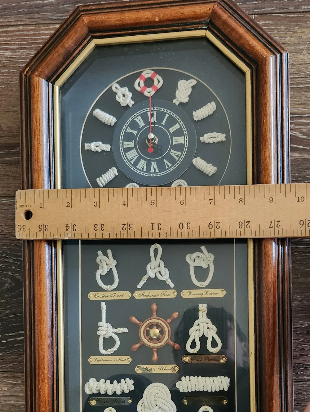Knotboard Clock Nautical Rope Knot Wall Art Vintage Style Sailing Navy Sailor